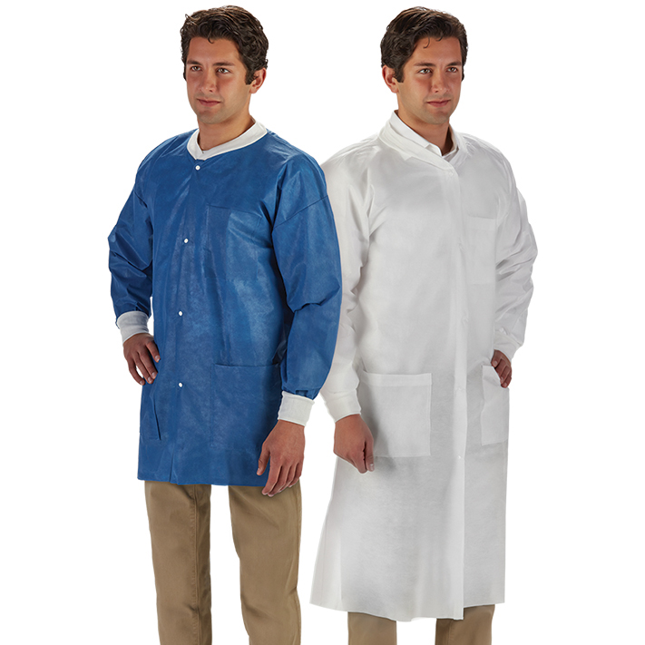 Graham Medical® Non-woven SMS LabMates® Disposable Lab Coats and Lab Jackets in Blue or White